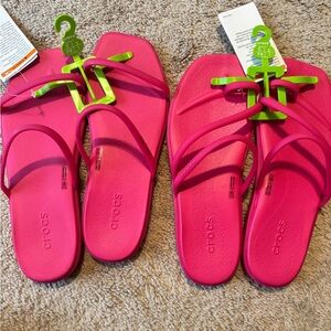 CROCS Vibrant Pink Strappy Sandals